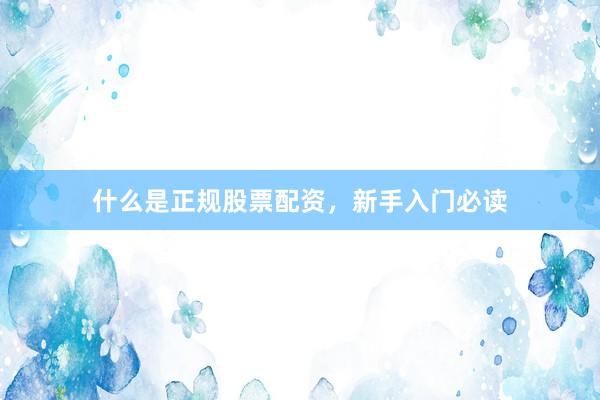 什么是正规股票配资，新手入门必读
