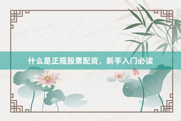 什么是正规股票配资，新手入门必读
