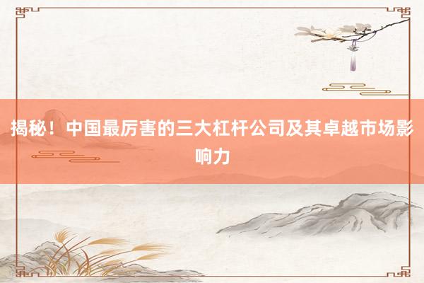 揭秘！中国最厉害的三大杠杆公司及其卓越市场影响力