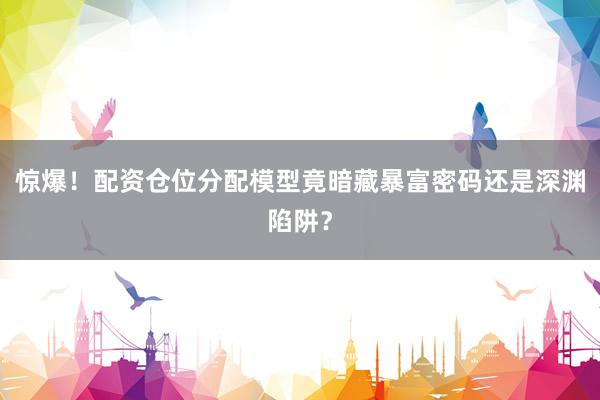 惊爆！配资仓位分配模型竟暗藏暴富密码还是深渊陷阱？