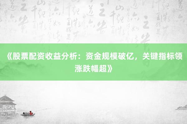 《股票配资收益分析：资金规模破亿，关键指标领涨跌幅超》