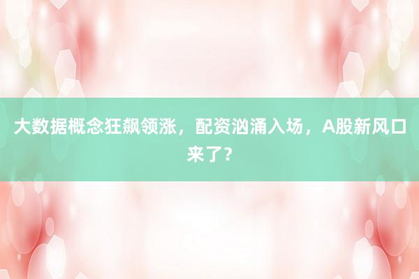 大数据概念狂飙领涨，配资汹涌入场，A股新风口来了？