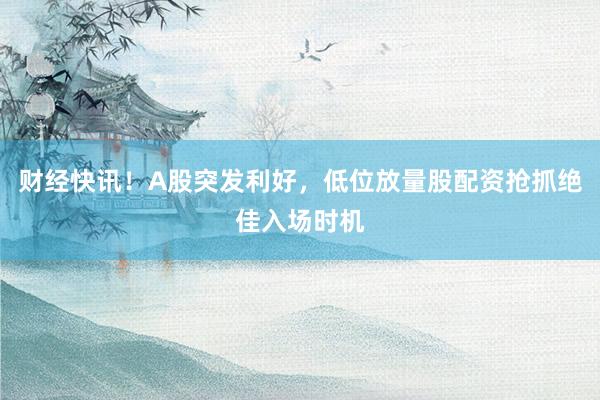 财经快讯！A股突发利好，低位放量股配资抢抓绝佳入场时机