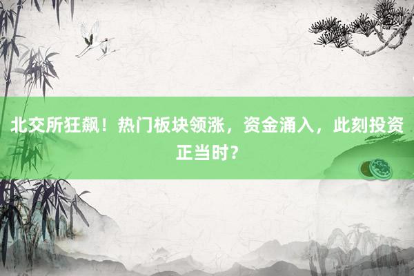北交所狂飙！热门板块领涨，资金涌入，此刻投资正当时？