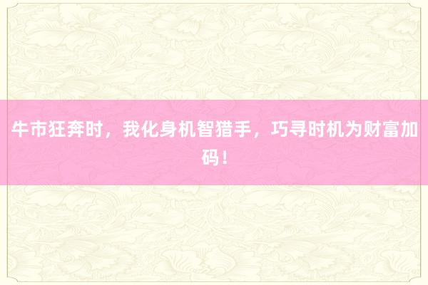牛市狂奔时，我化身机智猎手，巧寻时机为财富加码！