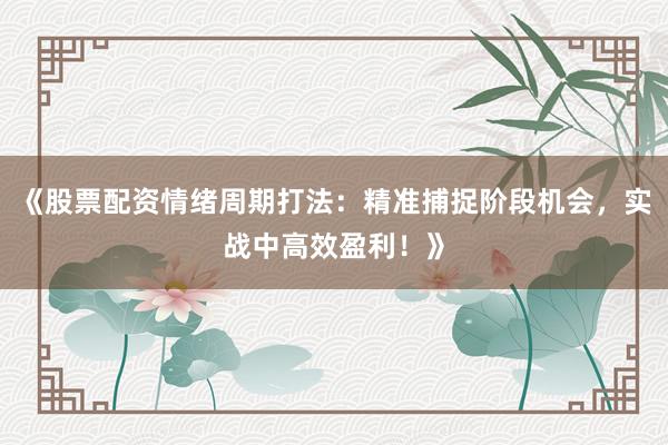 《股票配资情绪周期打法：精准捕捉阶段机会，实战中高效盈利！》