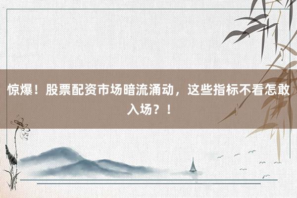 惊爆！股票配资市场暗流涌动，这些指标不看怎敢入场？！