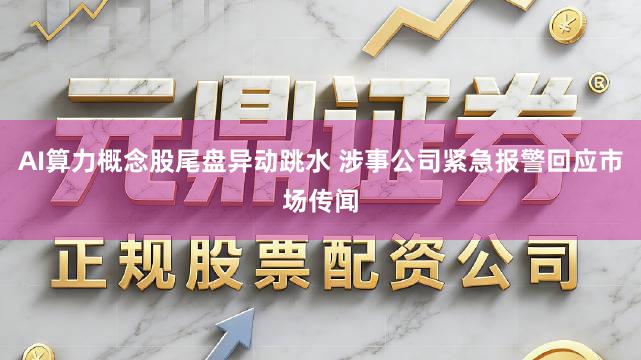 AI算力概念股尾盘异动跳水 涉事公司紧急报警回应市场传闻
