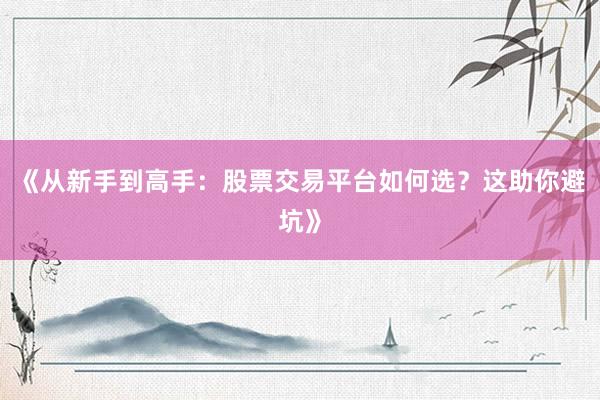 《从新手到高手：股票交易平台如何选？这助你避坑》