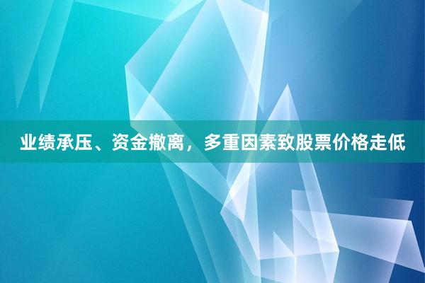 业绩承压、资金撤离，多重因素致股票价格走低