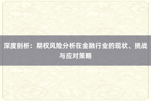 深度剖析：期权风险分析在金融行业的现状、挑战与应对策略