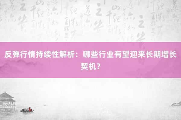 反弹行情持续性解析：哪些行业有望迎来长期增长契机？